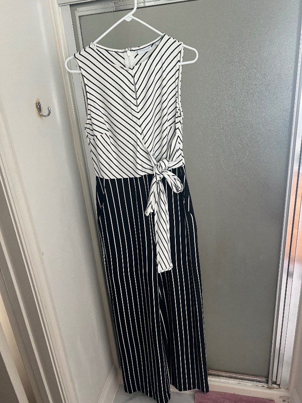 Black And White Striped Pantsuit